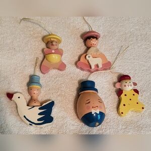 VTG Irmi Hand Painted  Wooden Baby Mobile Figures 1970's